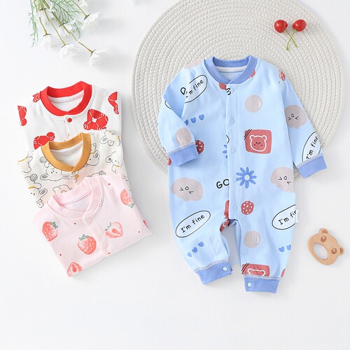 Baby Class A Clothes, Spring and Autumn Children's Pure Cotton Boneless Jumpsuits, Class A Men's and Women's Baby Long-Sleeved Climbing Clothes, Home Clothes