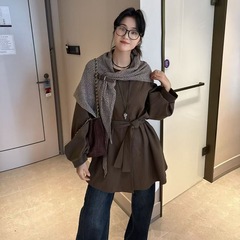 2025秋季新款韩版时尚百搭宽松显瘦中长款风衣外套女潮高级感上衣