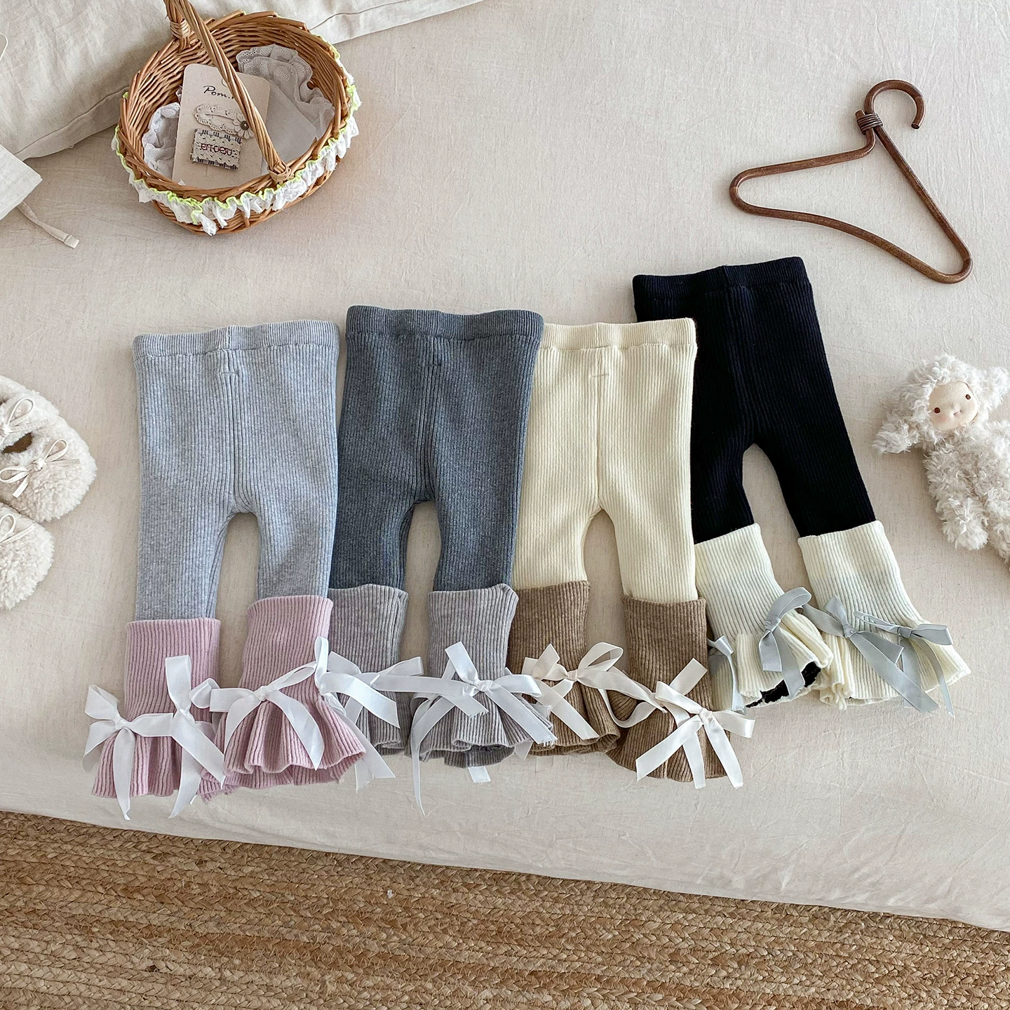 Демисезонные утепляющие woolen брюки для девочек раннего возраста, леггинсы, западный стиль