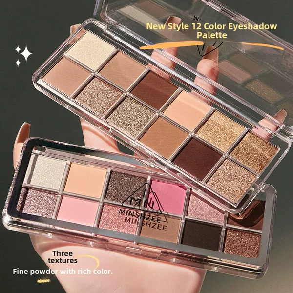 Ming Xizhi Colorful Eye Shadow Palette Multi-Purpose Twelve-Colorful Cement Palette 2025 New Eye Shadow Palette Makeup Palette Cross-Border