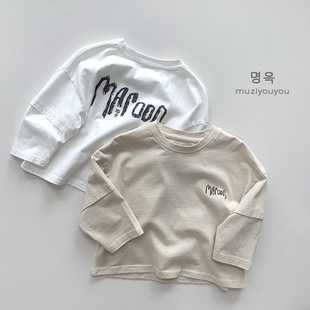 Good tune ~ children's long sleeve T-shirt for boys and girls Japanese Korean style pure cotton Joker top Huzhou Zhili children's clothing