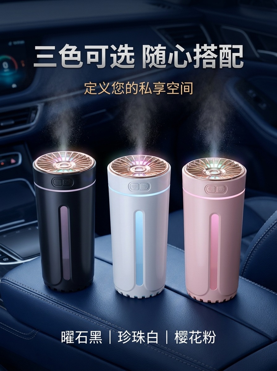 New Car Air Purifier, Negative Ion Humidifier, Car Oxygen Bar Deodorizer, Mini Portable Spray