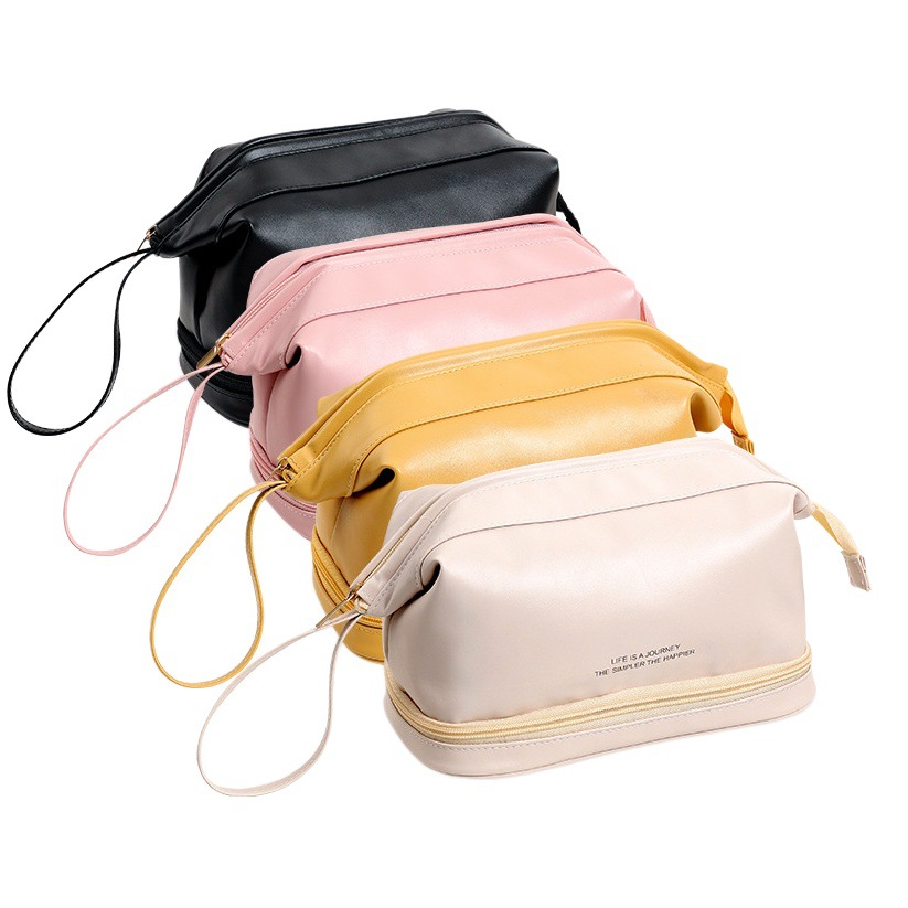 Bolsa de Cosméticos de PU de Moda Runhui, Bolsa de Almacenamiento de Viaje de Gran Capacidad, Bolsa de Almacenamiento de Cosméticos, Bolsa de Maquillaje, Envío Directo de una Pieza