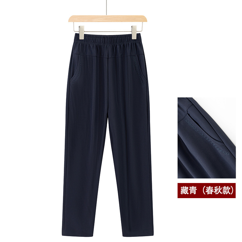 妈妈裤子春秋冬季长裤中老年人女裤宽松高腰加绒厚奶奶裤外穿直筒|undefined