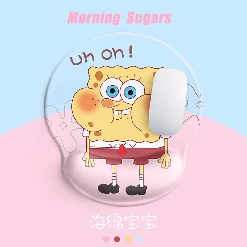 Protector de muñeca 3D lindos dibujos animados computadora portátil de oficina es memoria algodón muñeca de goma protector de muñeca de color sólido