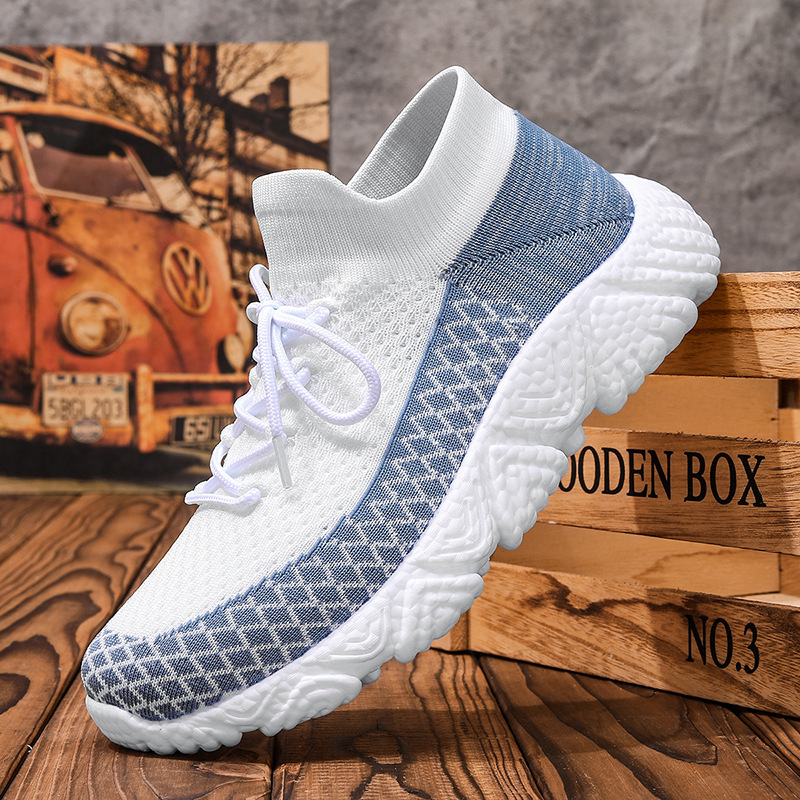 2025 new flying woven sneaker men's casual travel shoes light running shoes men's 46 plus size 47 factory wholesale