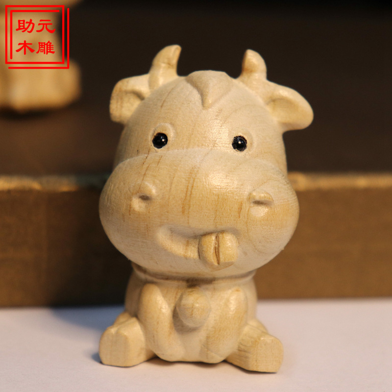 桃木の木の彫刻の十二生肖のフルセットのネズミの牛の虎のウサギの竜の蛇の馬の羊のサルのニワトリの犬の豚の車の置物の文は卸売りを遊びます。|undefined