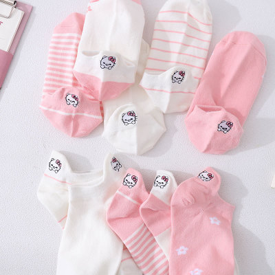 21 New Women's Boat Socks KT Cat Cartoon Three-dimensional Mouth Cute College Style Boat Socks Embroidered Ins Trendy Shallow Mouth Socks