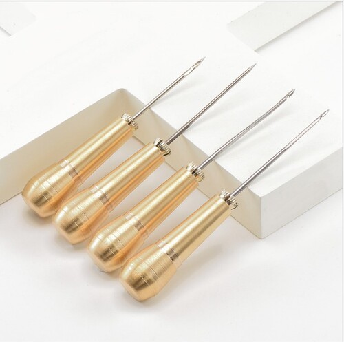 Sewing shoe soles with a needle and awl, using a straight or curved needle, repairing shoes with copper awls, leather shoe sewing tools wholesale
