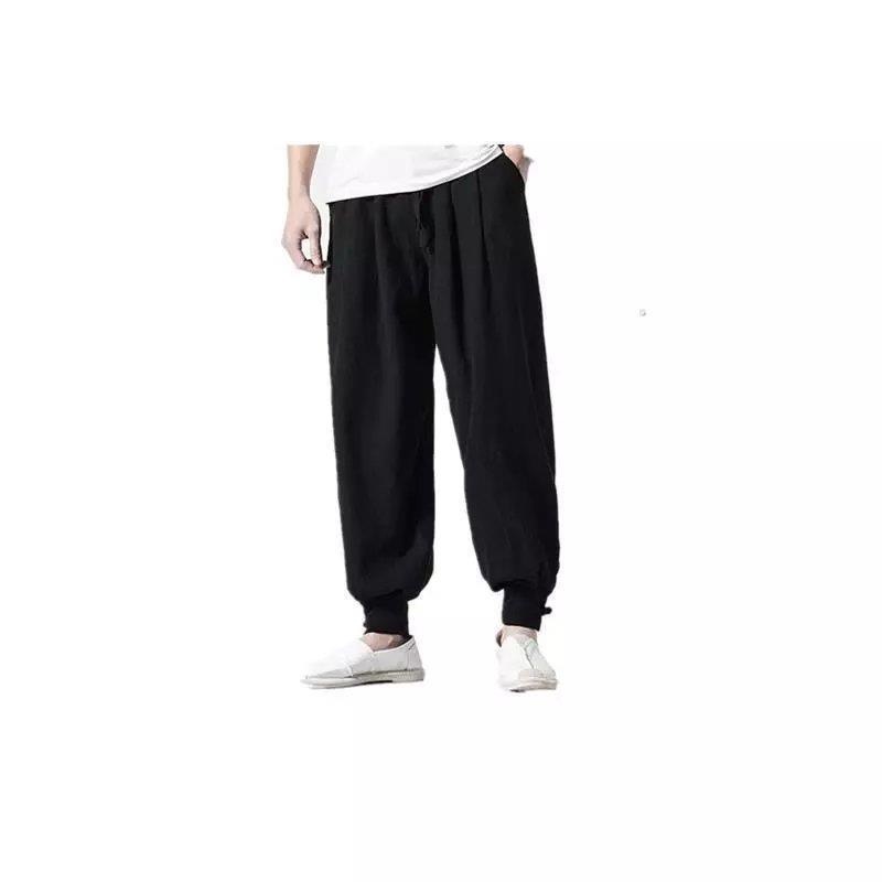 Pantalones de monje, lino para hombre, polainas sueltas y libres, cerrar la boca y cerrar las piernas, monje, monje, monje, pantalones largos, ropa de monje, pantalones de meditación