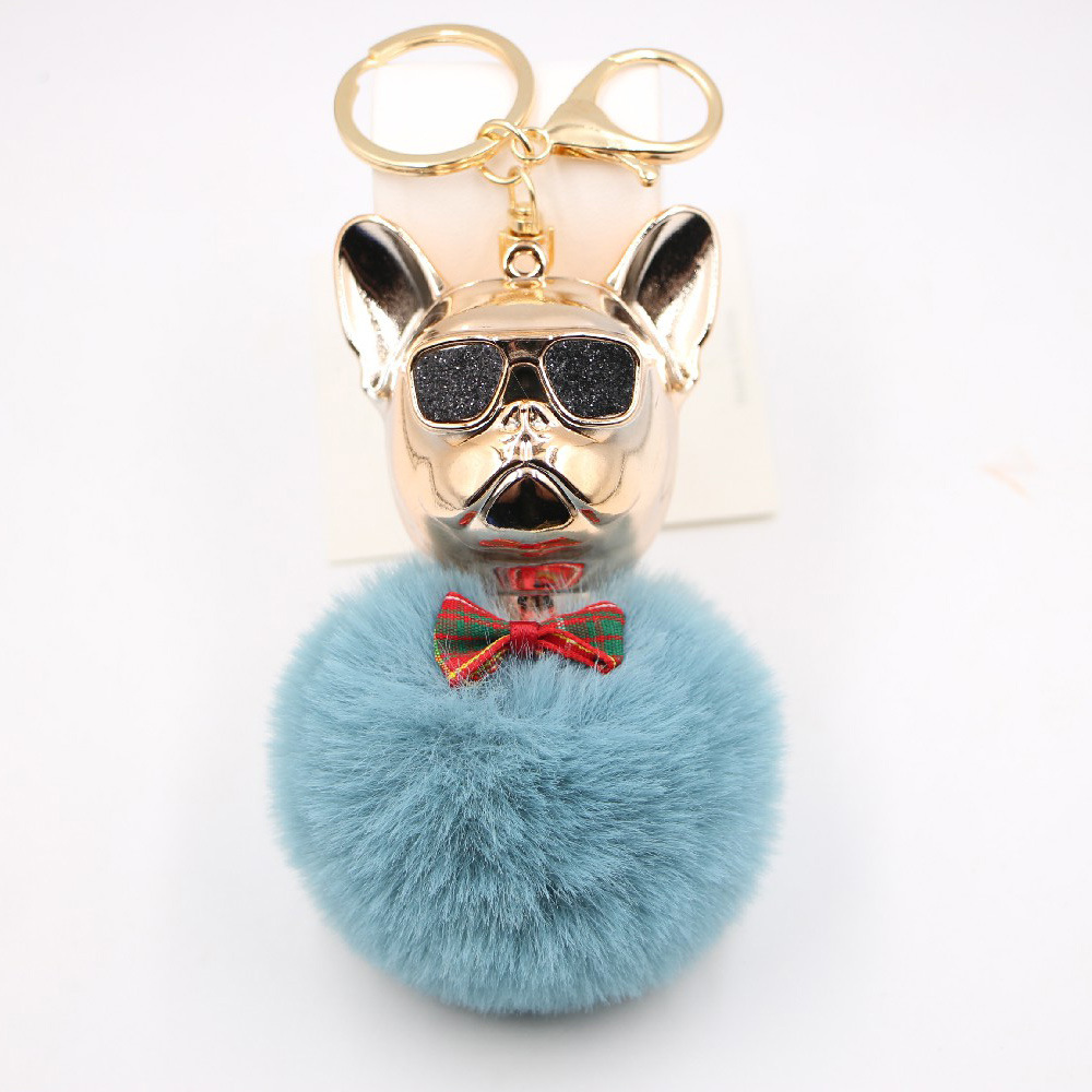 New Cross-border Cool Dog Creative Sunglasses French Bulldog Car Pendant Cute Dog Keychain Hair Ball Bag Pendant display picture 29