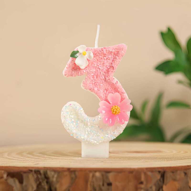 越境電子商取引アマゾン外国貿易クリエイティブデジタルキャンドル1歳ピンクかわいい花誕生日ケーキキャンドル|undefined
