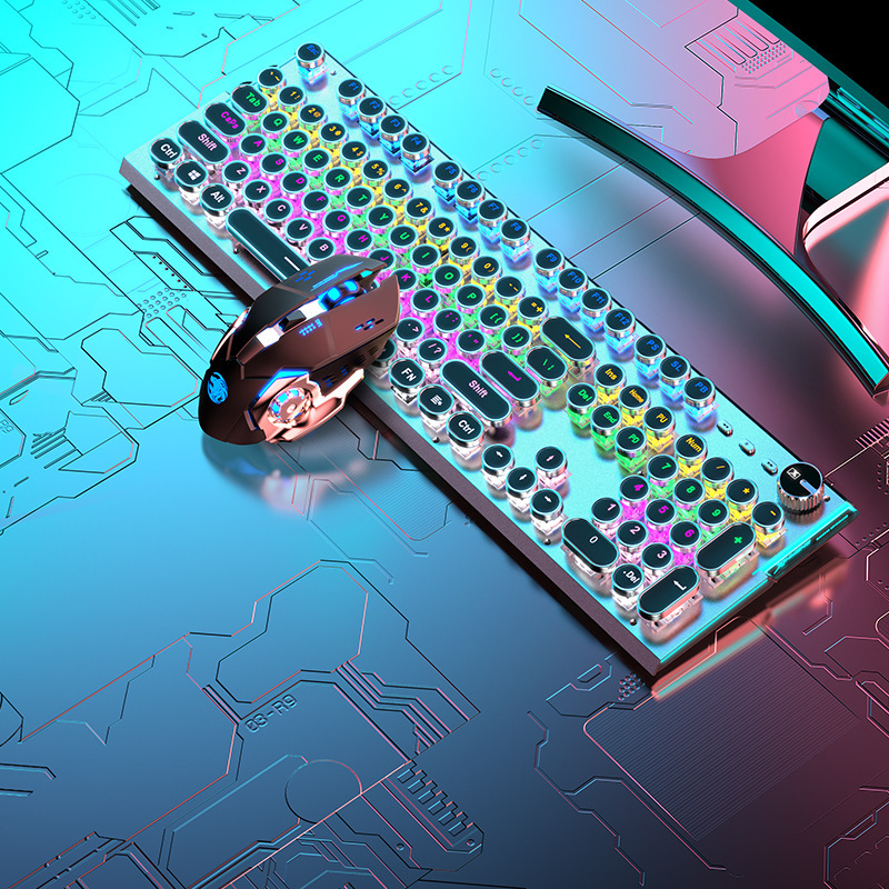 Mechanical Keyboard Tk100 Internet Cafe E-Sports Mechanical Game Office Keyboard Wired Steampunk Keyboard Wholesale