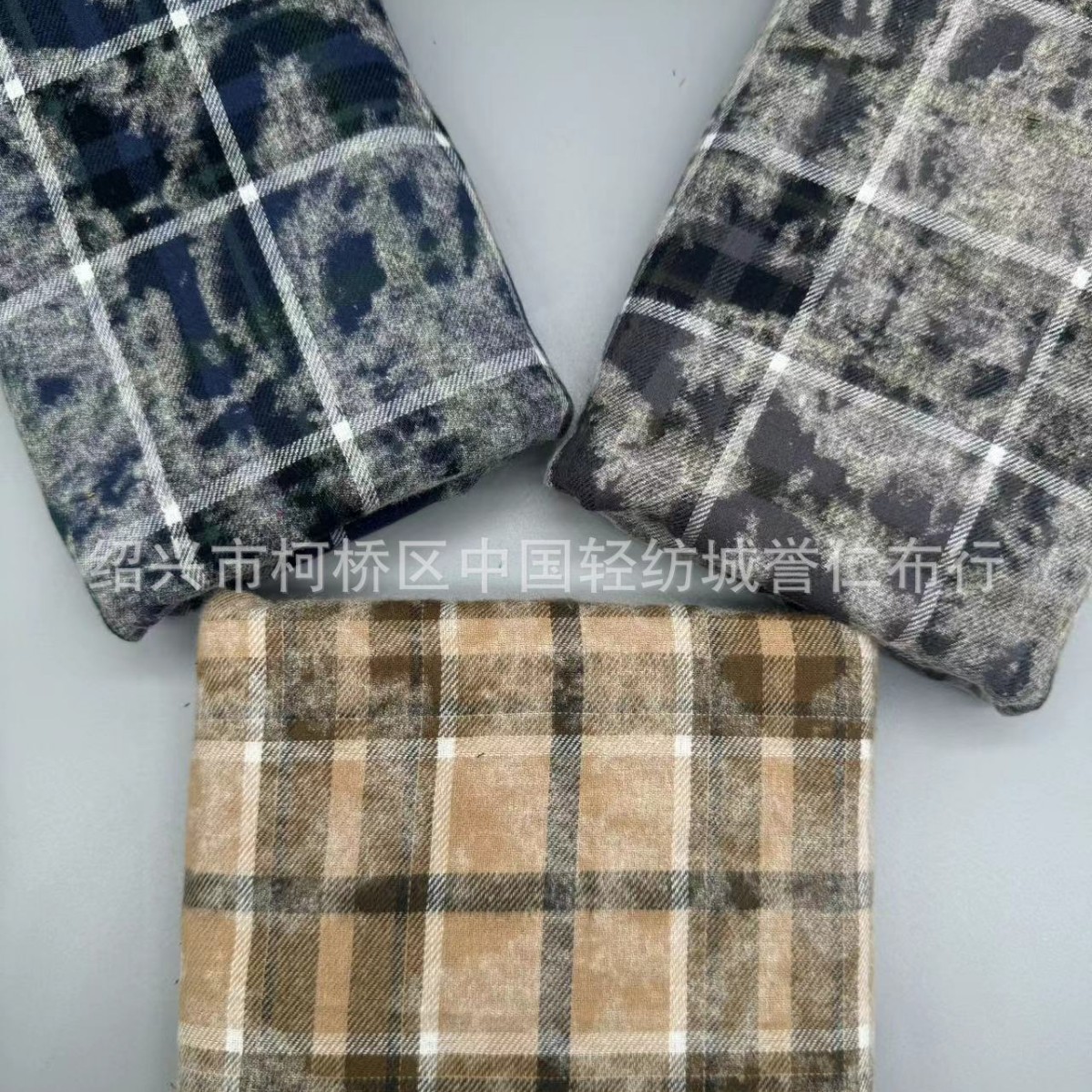 格纹衬衫印花工艺格子布扎染色织格子外套复古格子布衬衫面料