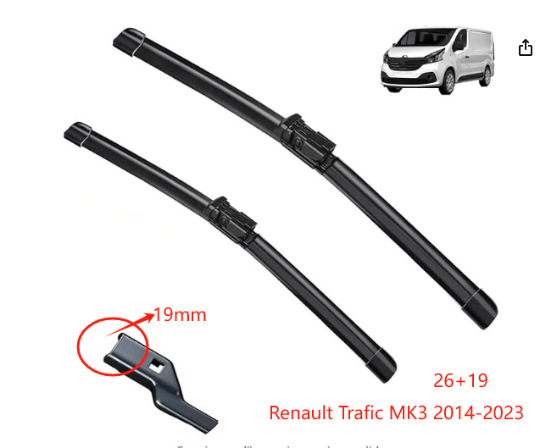 Suitable for Renault Trafic Mk3 2014-2023 (26+ 19inch 19mm) Wipers