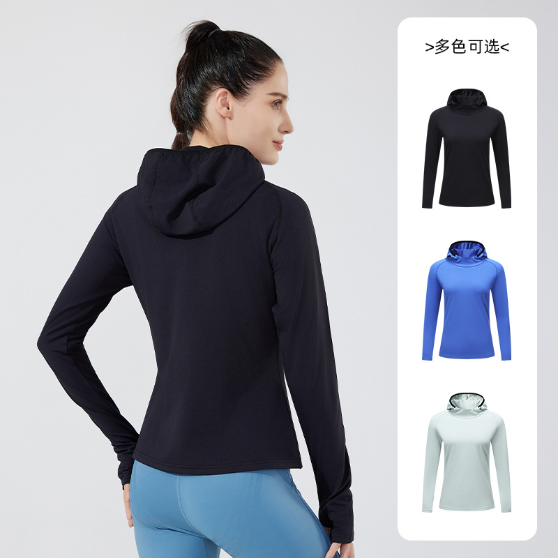 Otoño e invierno nuevo abrigo de ocio al aire libre de mujeres con capucha y chaqueta de yoga de peluche, manga larga para correr al aire libre