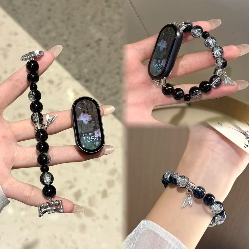 New Chinese-style ink painting bamboo leaf beaded strap for Apple Watch iWatch10 Xiaomi 10/9/8Pro new model for women New Chinese-style ink painting bamboo leaf beaded strap for Apple Watch iWatch10 Xiaomi 10/9/8Pro new model for women
