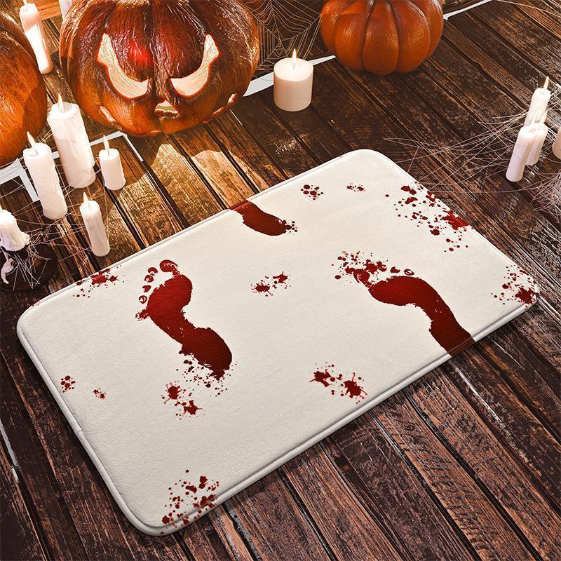 Cross-border Amazon Halloween Creative Horror Pumpkin Floor Mat Flannel Printed Mat for Entrance and Entryway