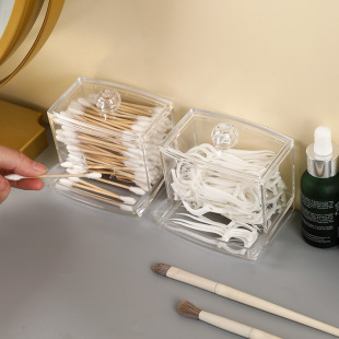 Cosmetic cotton swab storage box desktop dressing table with lid dustproof plastic makeup remover cotton lipstick headband storage box