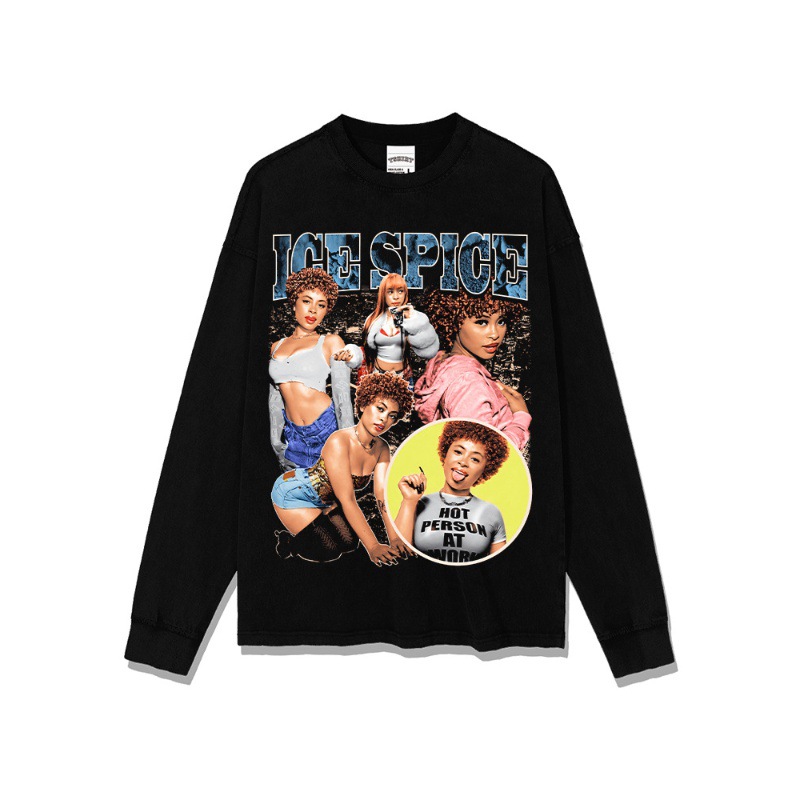 Spicer Hip Hop American Street Tide Impresión Retro Hecha Viejo Lavado Suelto Mangas Corta