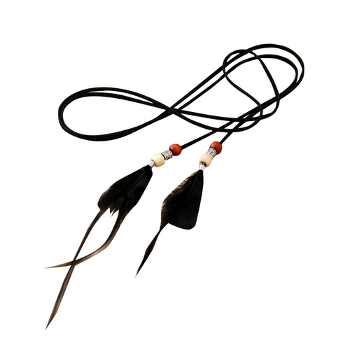 Ladies' fine Korean-style sash with a delicate fit, perfect for dresses and blouses. Features feather-tied waistband with tassels, Korean-inspired design.