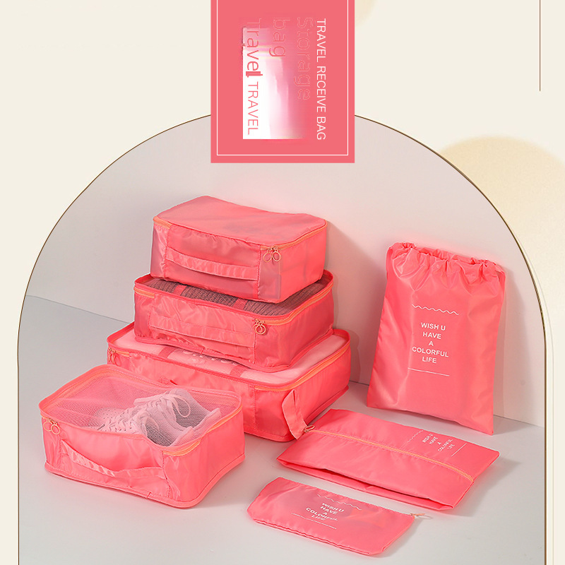 Twill travel storage bag seven-piece suit clothes shoes washing cosmetics storage bag dustproof luggage travel bag