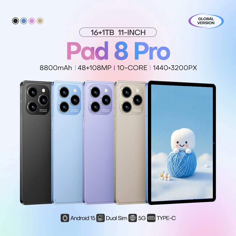 Планшет Pad 8 Pro, 11.0 дюйма, 16ГБ+1ТБ, 5G, 8800 мАч, Android 15