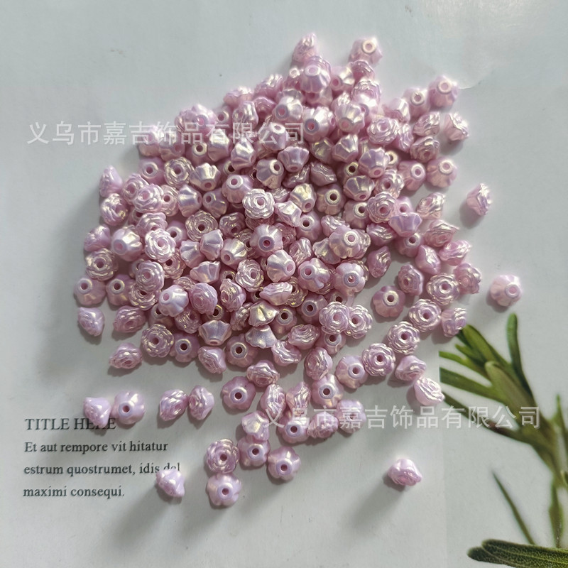 Luz nocturna brillante dorada rosa mini camellia acrílico diy cuentas hechas a mano al por mayor explosión de sonido