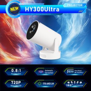 Cross-Border Popular Hy300Ultra Projector H713 Android 11 Smart Speaker 4K Electric Focus Barrel Projection