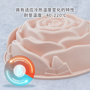 Cross-border factory direct supply wholesale large rose pattern silicone cake mold DIY silicone baking mold round