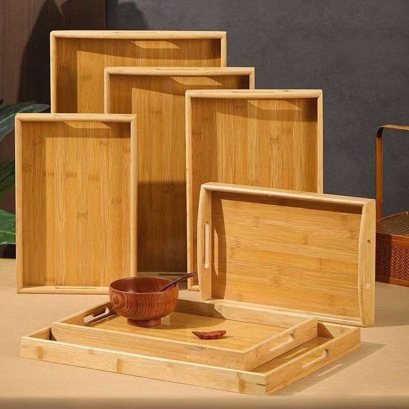 Extra-Large Rectangular Bamboo Wooden Tray for Home Use in the Living Room, Water Cup Tray, Bamboo Tea Tray, Commercial Bamboo Tray for Bread