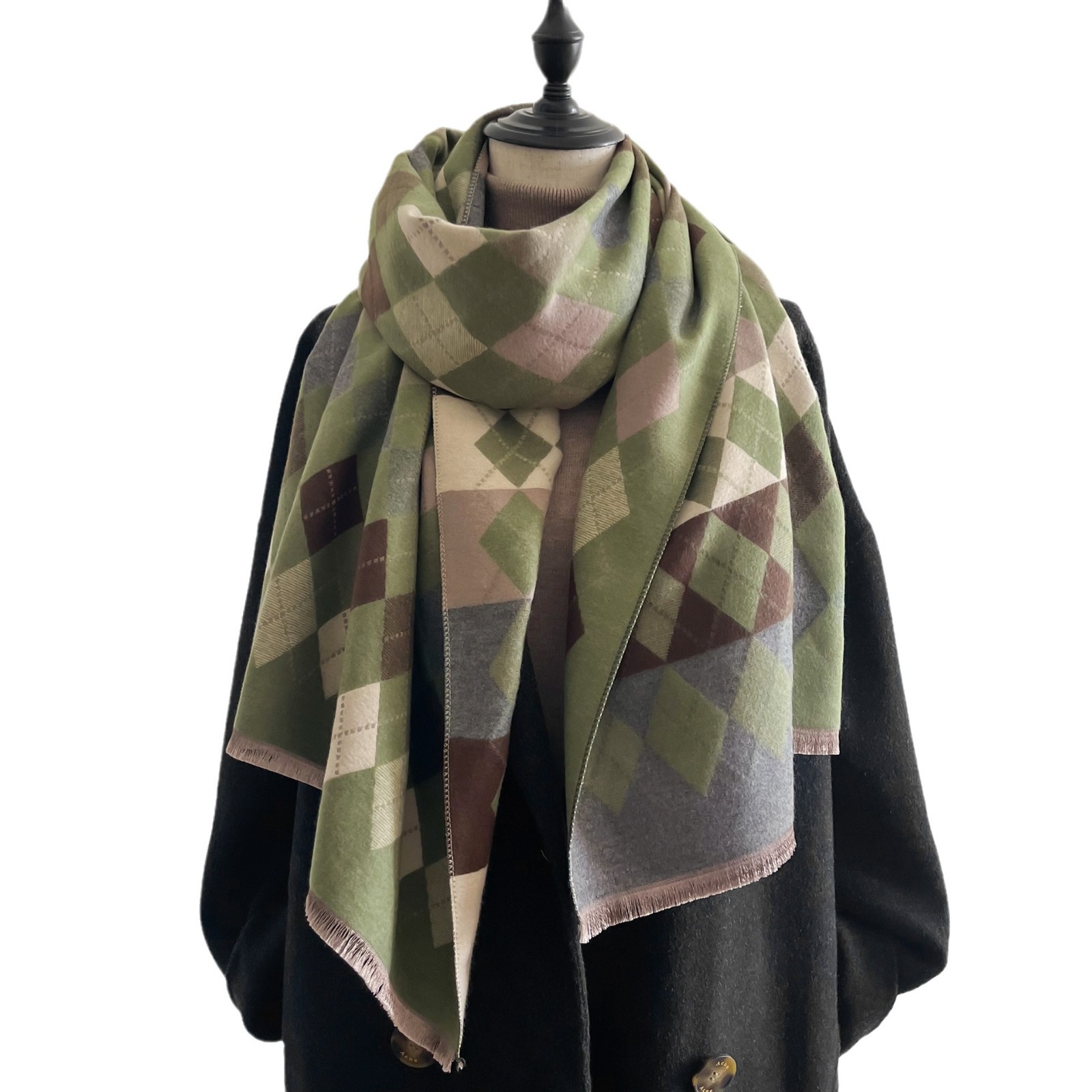 Retro cuadrícula de diamante otoño y invierno clásico largo imitación bufandas de cachemira geométrica coreana caliente bufandas de cuello