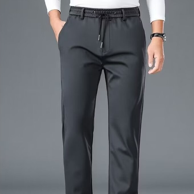 Factory direct men's stretch casual pants thin elastic waist sports pants high waist straight business pants for young and middle-aged