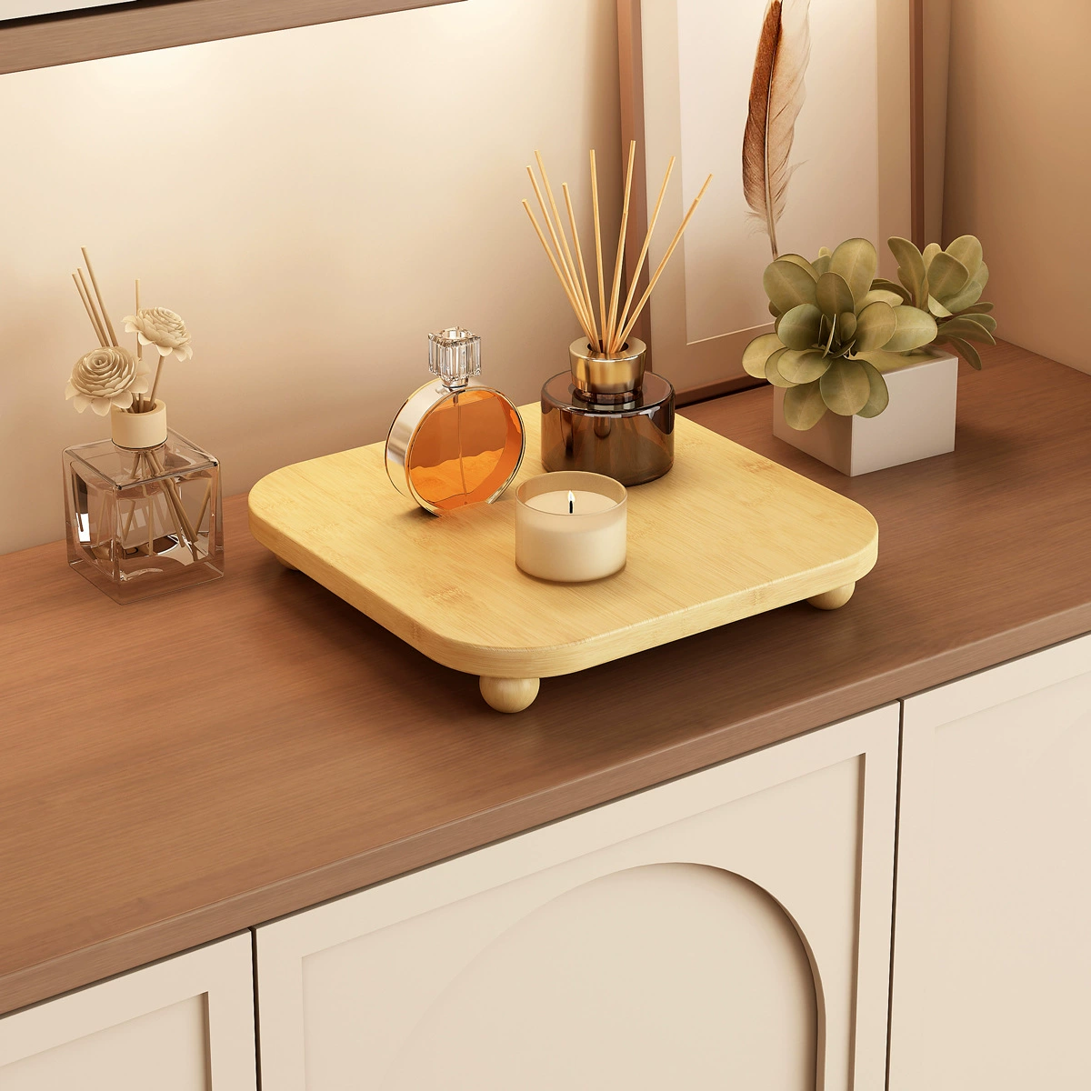 Wooden decorations, table tubing, aromatherapy, candle, stand for bathroom, storage system
