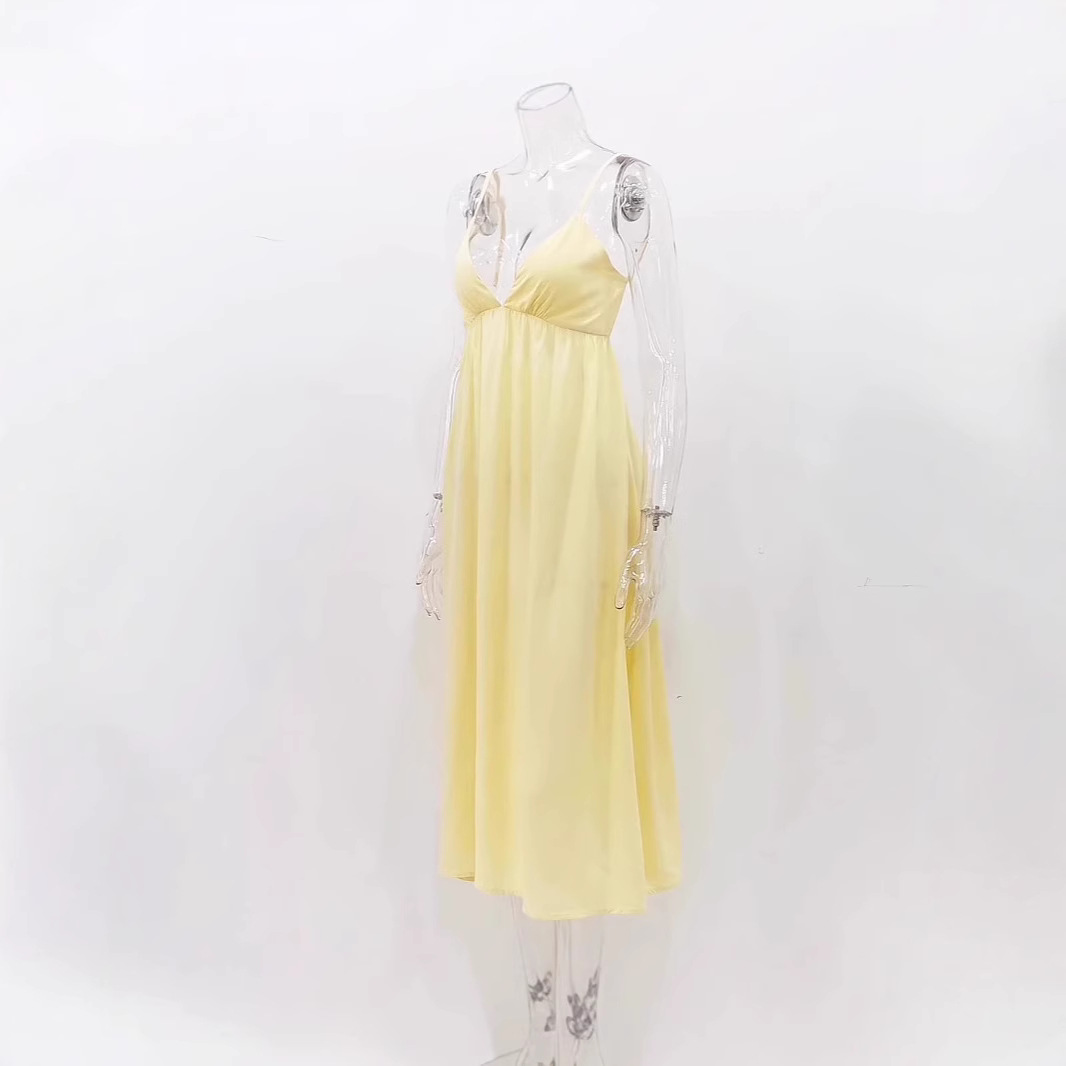 Spice Girls 2025 Summer Wear Sexy V-Neck Backless Seaside Vacation Skirt Sling dress Sweet and Hot Style Long Dress