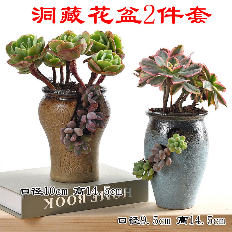 多肉花盆大量批发陶瓷植物粗陶复古素烧紫砂创意大小口径简约跨境|undefined