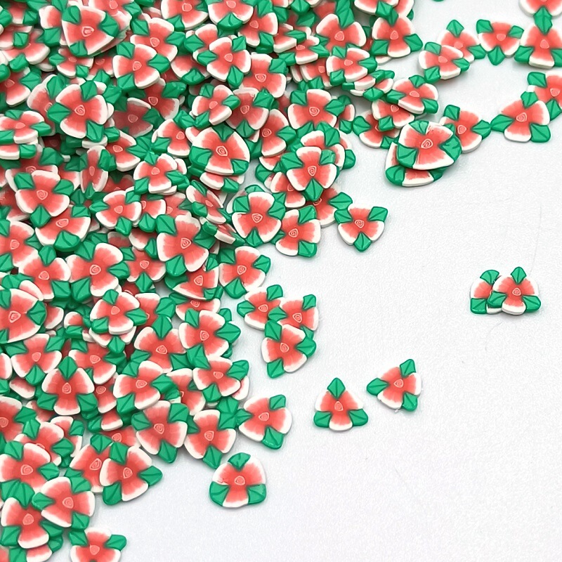 Soft Clay Clay Leaf Red Flower Slice Mobile Phone Case Nail Art Patch Handmade DIY Slime Material Jewelry Accessories Wholesale