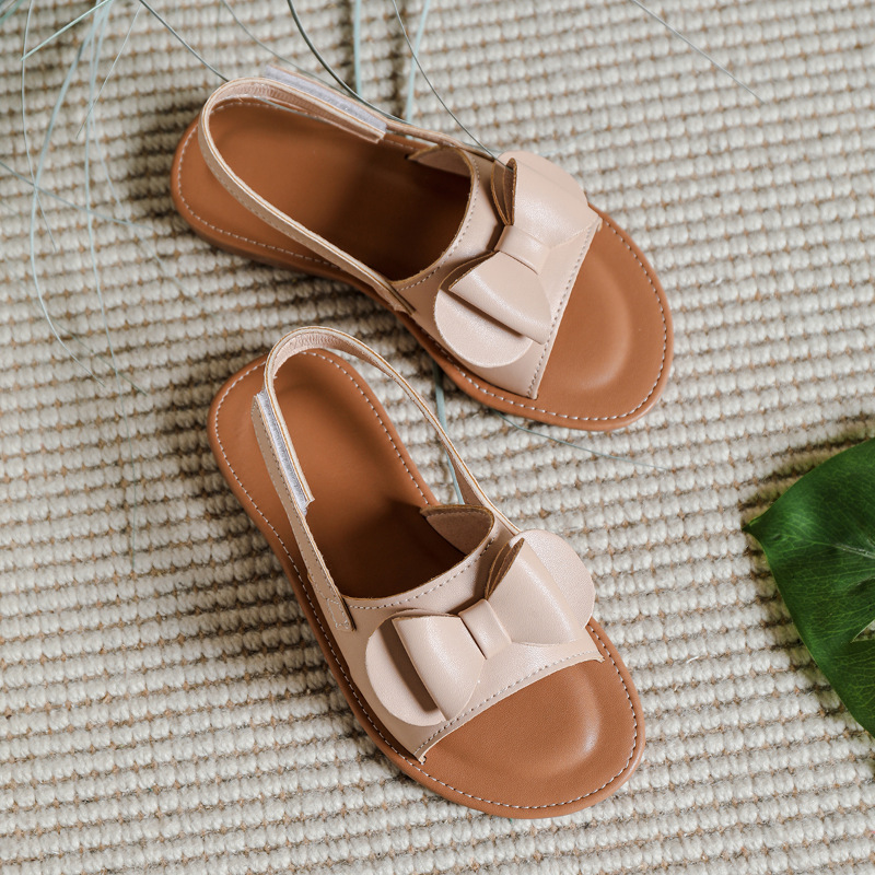 Cross-Border Girls' Korean Style Back-Strap 2026 New Versatile and Stylish Princess Bow Soft-Soled Sandals for Children
