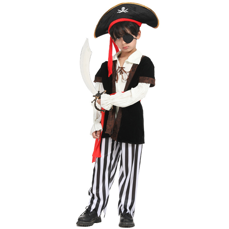 Halloween Kids Costume Jack Pirate Captain Boys and Girls Party Party Performance Performance Costume Hat suit