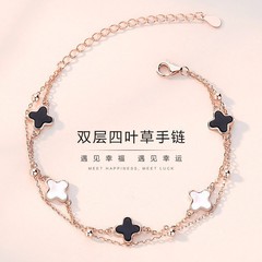 2025年新型四葉草ブレスレット女子純銀軽豪華小衆高級感バレンタインデー卸売り軽豪華風