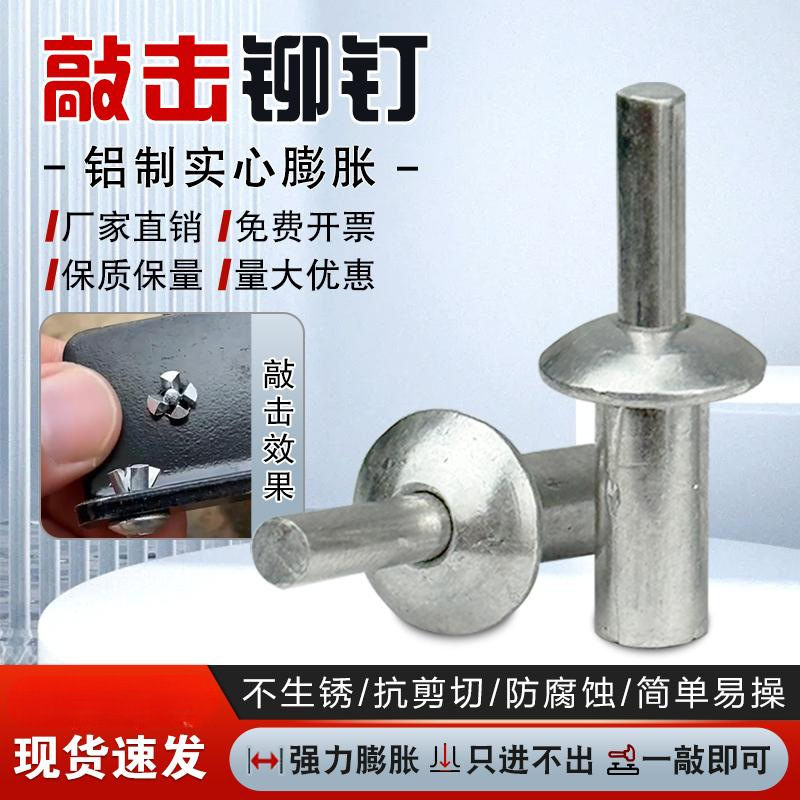 敲击式铝铆钉击芯锚钉M5圆头锤击铝铁铆钉开花膨胀钉子母花瓣铆钉