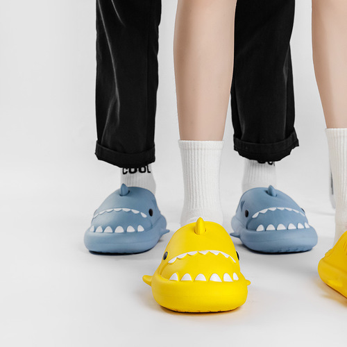 Couple eva furry slippers winter soft-soled household cartoon shark cotton slippers for women waterproof thick-soled plush slippers for men