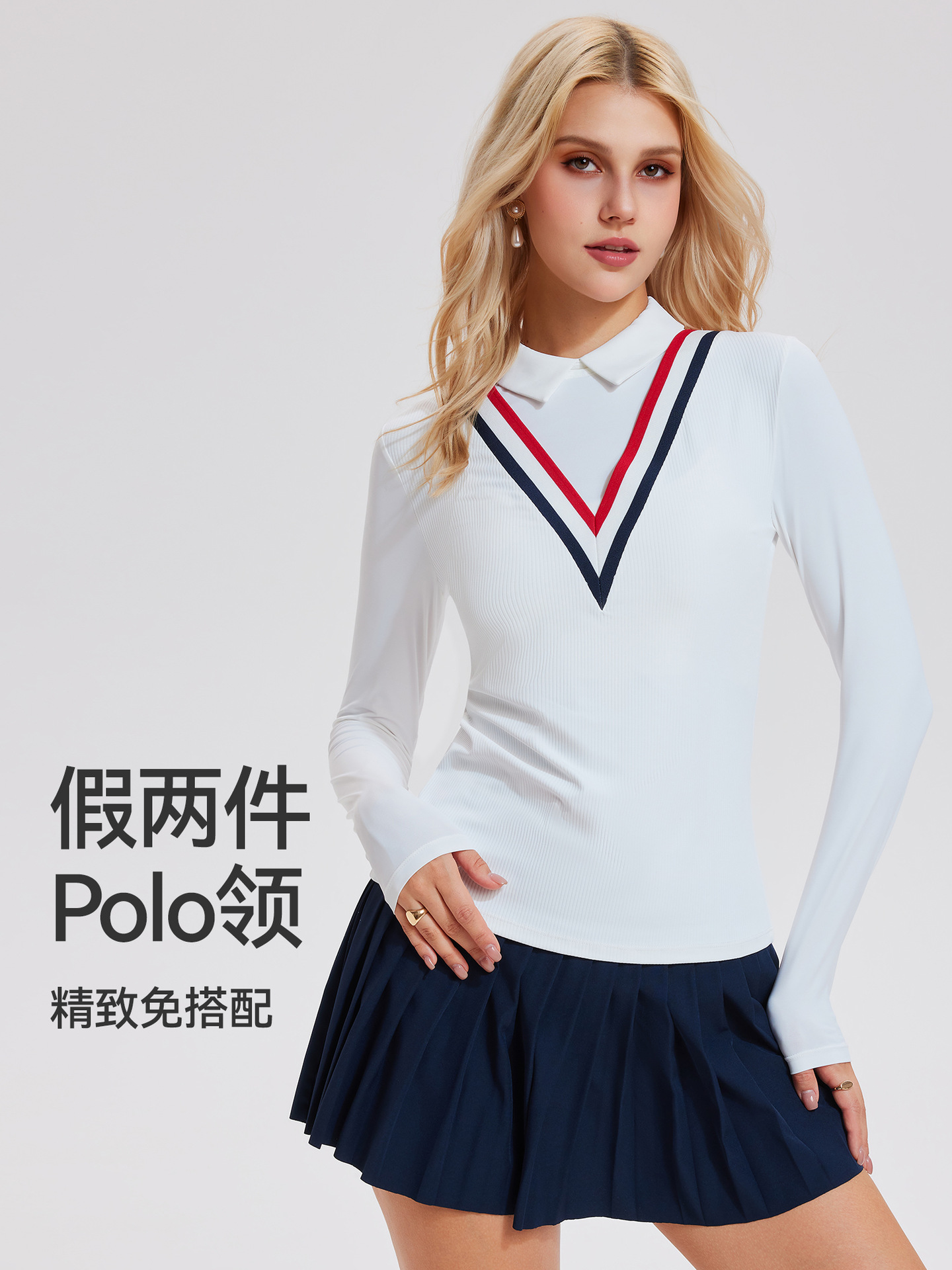 Caijue transfronterizo amazon nueva camiseta de mujer nueva profunda V ropa de tenis casual al aire libre camiseta polo