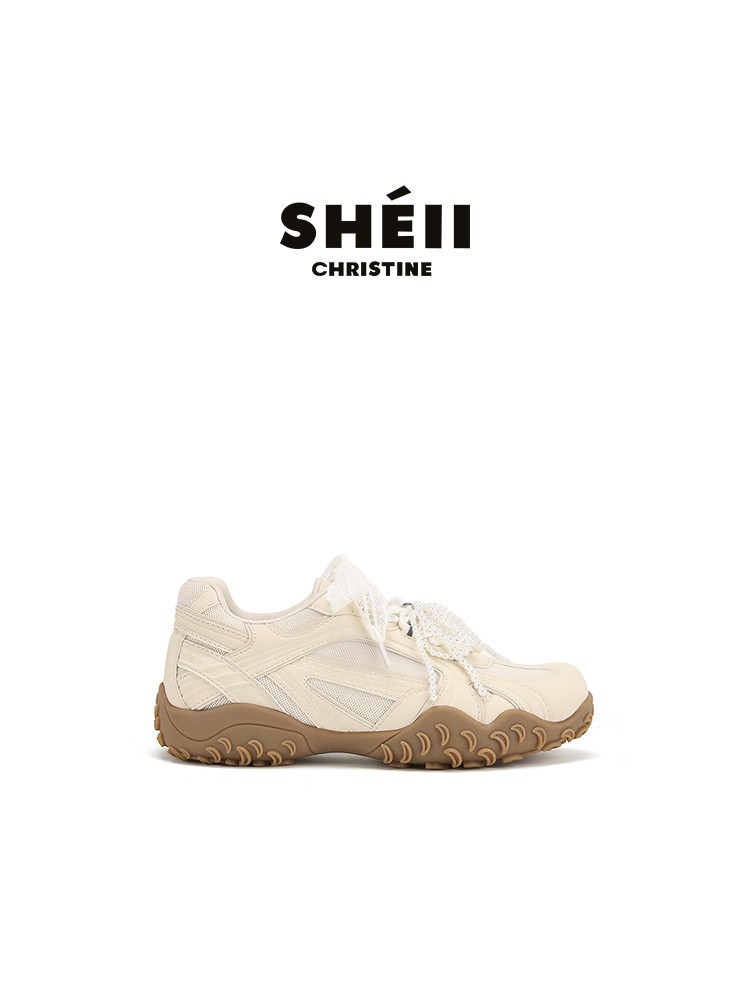 [Suiyin] 2025 nueva base de media luna original ~ encaje con perlas de alta casual Gump zapatos de entrenamiento de mujeres