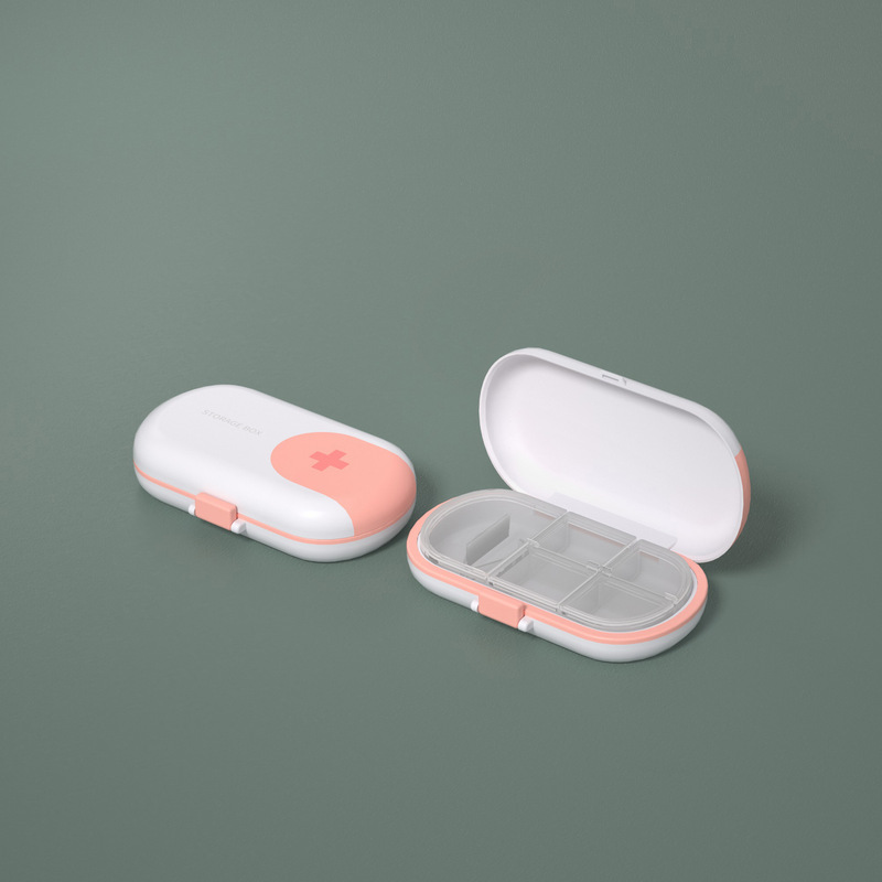 プラスチック製の収納ボックス、ピルボックス、ポータブルピルディバイダー、7日間のポータブルストレージ、小型ピルカッター、ミニ薬箱|undefined