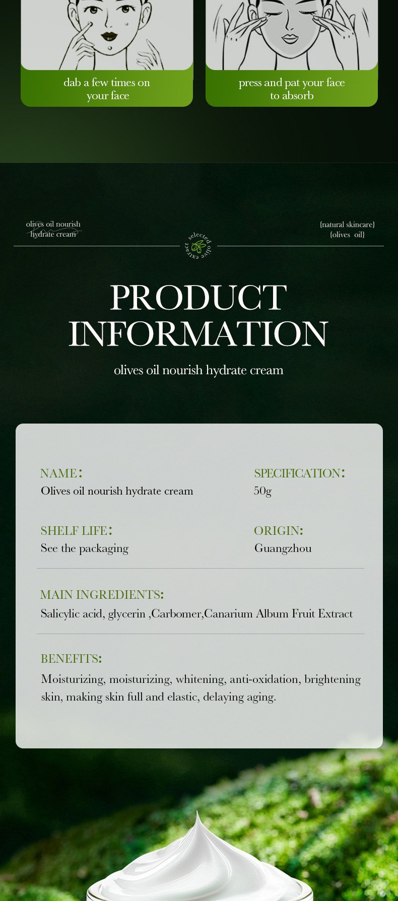 ZOZU All Olive Oil Nourishing&Moisturizing Cream Feuchtigkeitsspendende Gesichtscreme_voghion.com