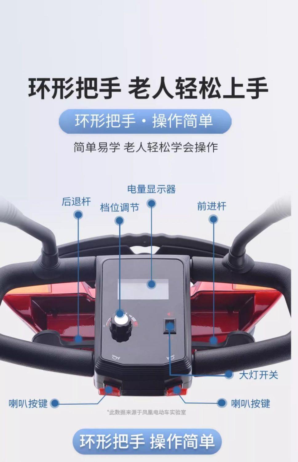 Elderly People's Four-Wheel Electric Mobility Scooter for Disabled People, Small Double-Seater Leisure Vehicle for Family Use, Foldable for Picking up and Dropping Off Children