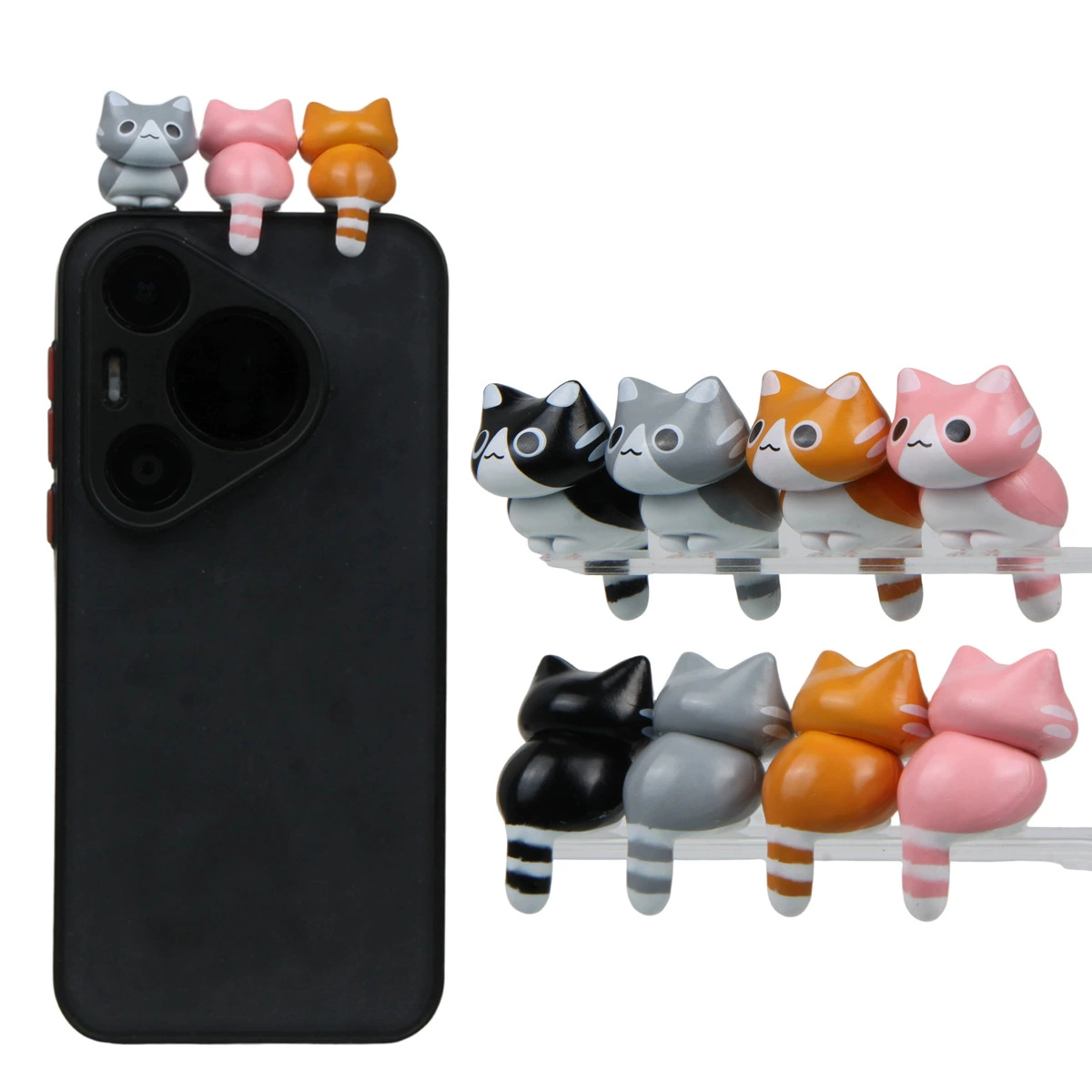 4 приседающих кота, мобильный телефон, компьютерный стол, угловой планшетный монитор, креативные универсальные украшения, милые ландшафтные куклы