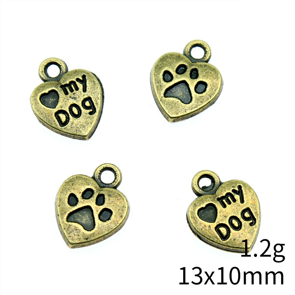 1 Piece Retro Letter Paw Print Heart Shape Alloy Plating Pendant Jewelry Accessories display picture 9