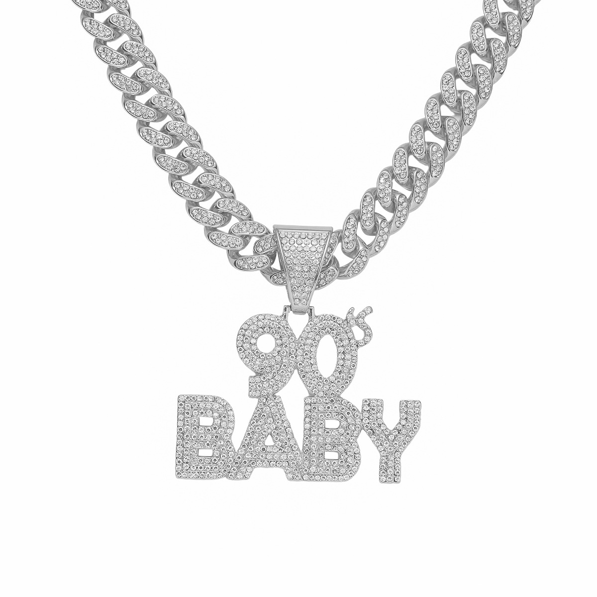 Hip-hop Letter Alloy Plating Inlay Rhinestones Men's Pendant Necklace Necklace Pendant display picture 2